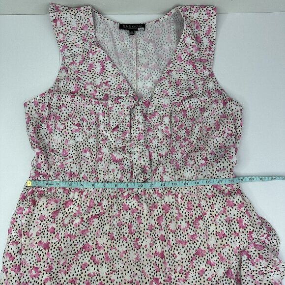 Eloquil Women's Pink Ruffled Floral Blouson‎ Crepe Asymmetric MIDI Dress 16/C44 - Picture 7 of 11